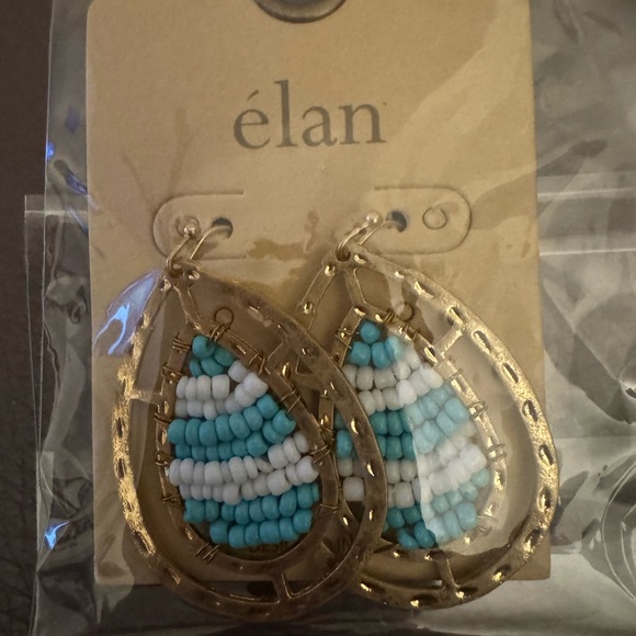 Elan Gold and Aqua Teardrop Earrings - Picture 3 of 3